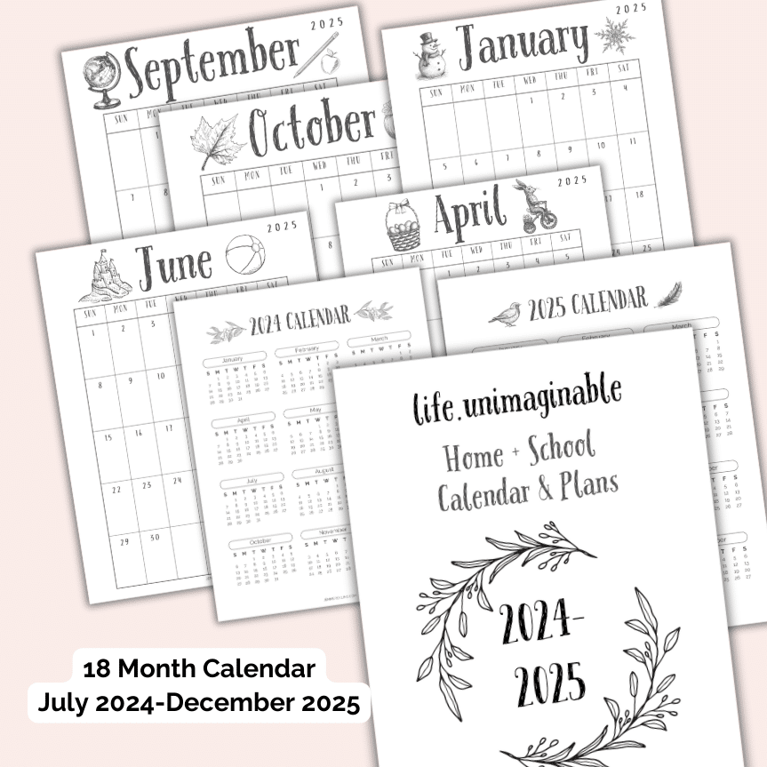 18-month free printable calendars.