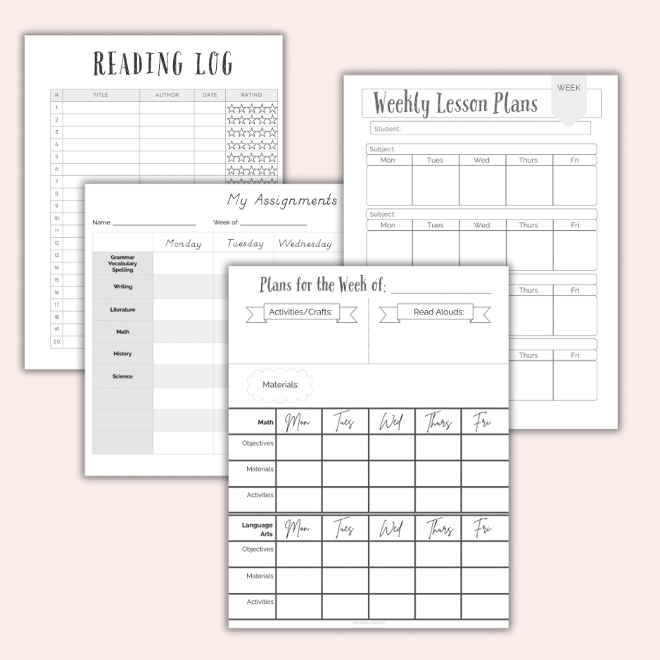 Homeschool Lesson Planning and Record-Keeping Pages