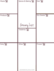 After 14 years, I've learned some simple tips for getting my home and homeschool organized, and I've created a planner to help you get organized too! Here's my Grocery List Planning Page!