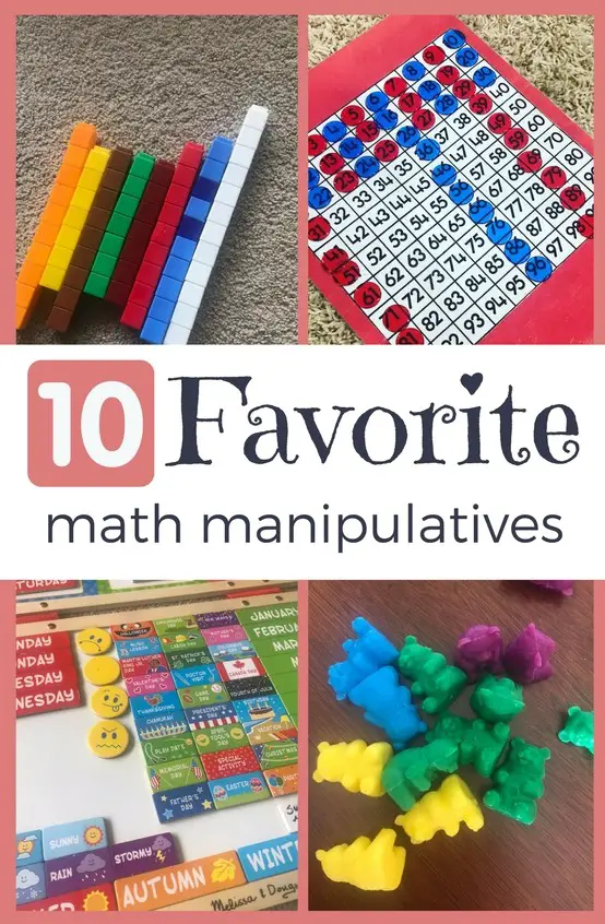 Teaching math with manipulatives helps kids understand math concepts and build a strong foundation in number sense! Plus using math manipulatives is fun! Here are my top 10 favorite math manipulatives! I've used them countless times while homeschooling my own children and as a classroom teacher!