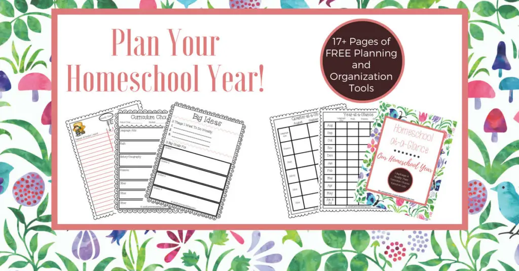Sharing my free homeschool planner and how I use it to map out my entire school year! A great resource for keeping track of curriculum, books and materials, and student goals! Long range lesson planning will help you see the big picture, stay on track, and get organized!