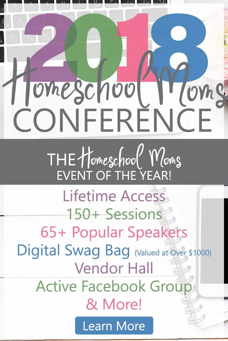 I know how hard it is for homeschool moms to get away to a homeschool conference! That is why I'm thrilled to be presenting in the 2018 Homeschool Moms Conference--it's all online, with lifetime access to over 150 sessions (and so affordable)! Get encouraged, grab great discounts, and learn new strategies!