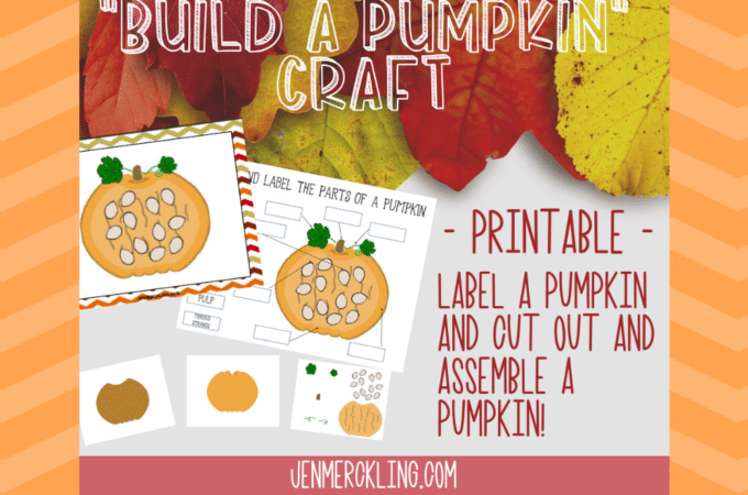 Great pumpkin lesson ideas and super simple pumpkin craft for kids! Grab my free printable pumpkin activity and get started with your kids!
