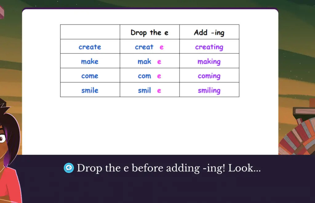 Teaching Suffix Rules--drop e before adding -ing