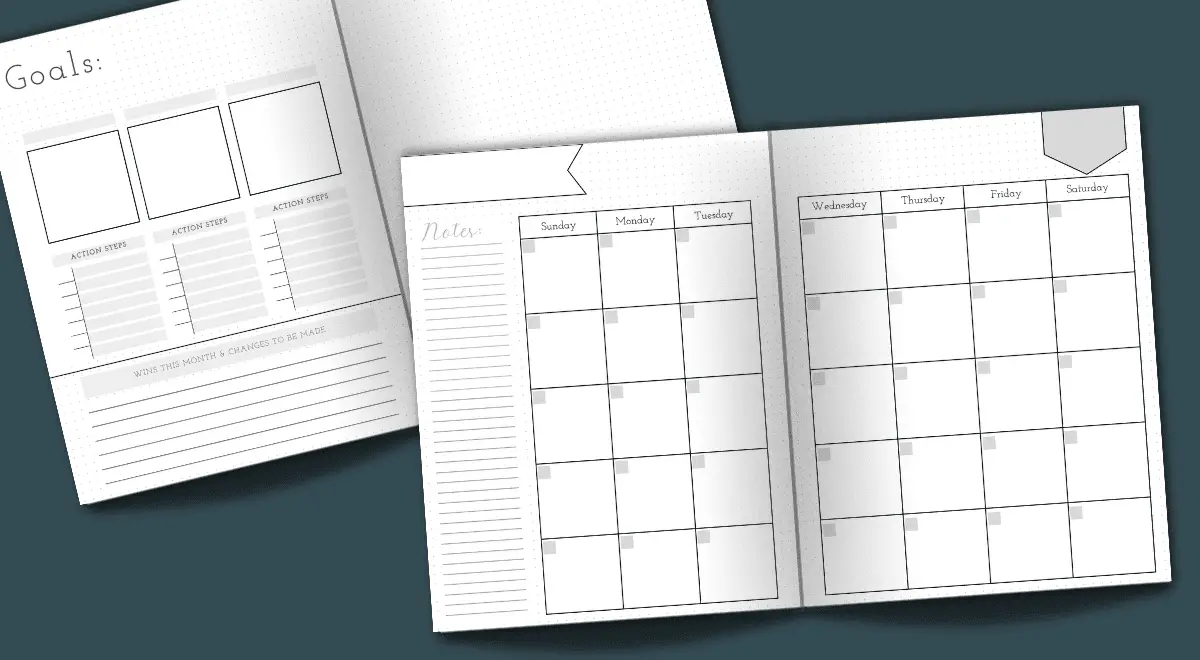 Open Homeschool Lesson Planner, Blank Monthly Calendar