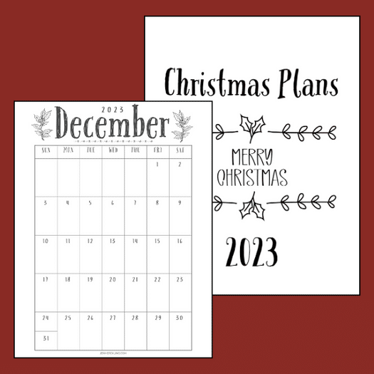 December 2023 printable calendar